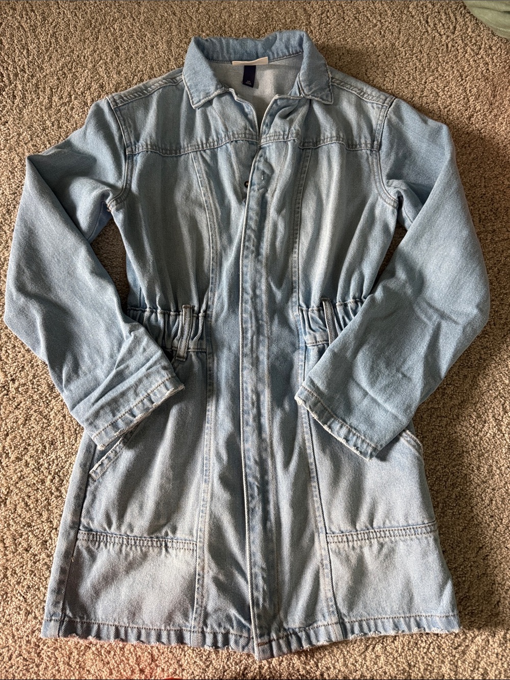 UNIVERSAL THREADS Denim Long Sleeve Cinched Waist Dress XXS
